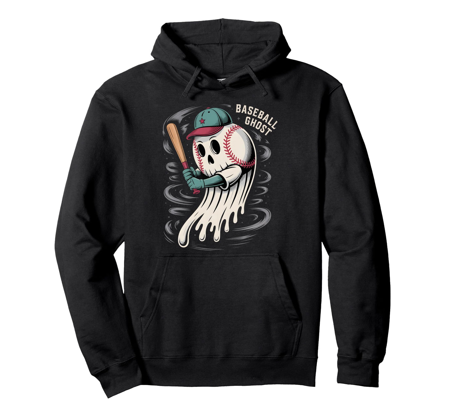 Baseball Skull Ghost Halloween Player Hoodie - Minimalist Print Unisex - T-Shirt, Sweatshirt, Hoodie