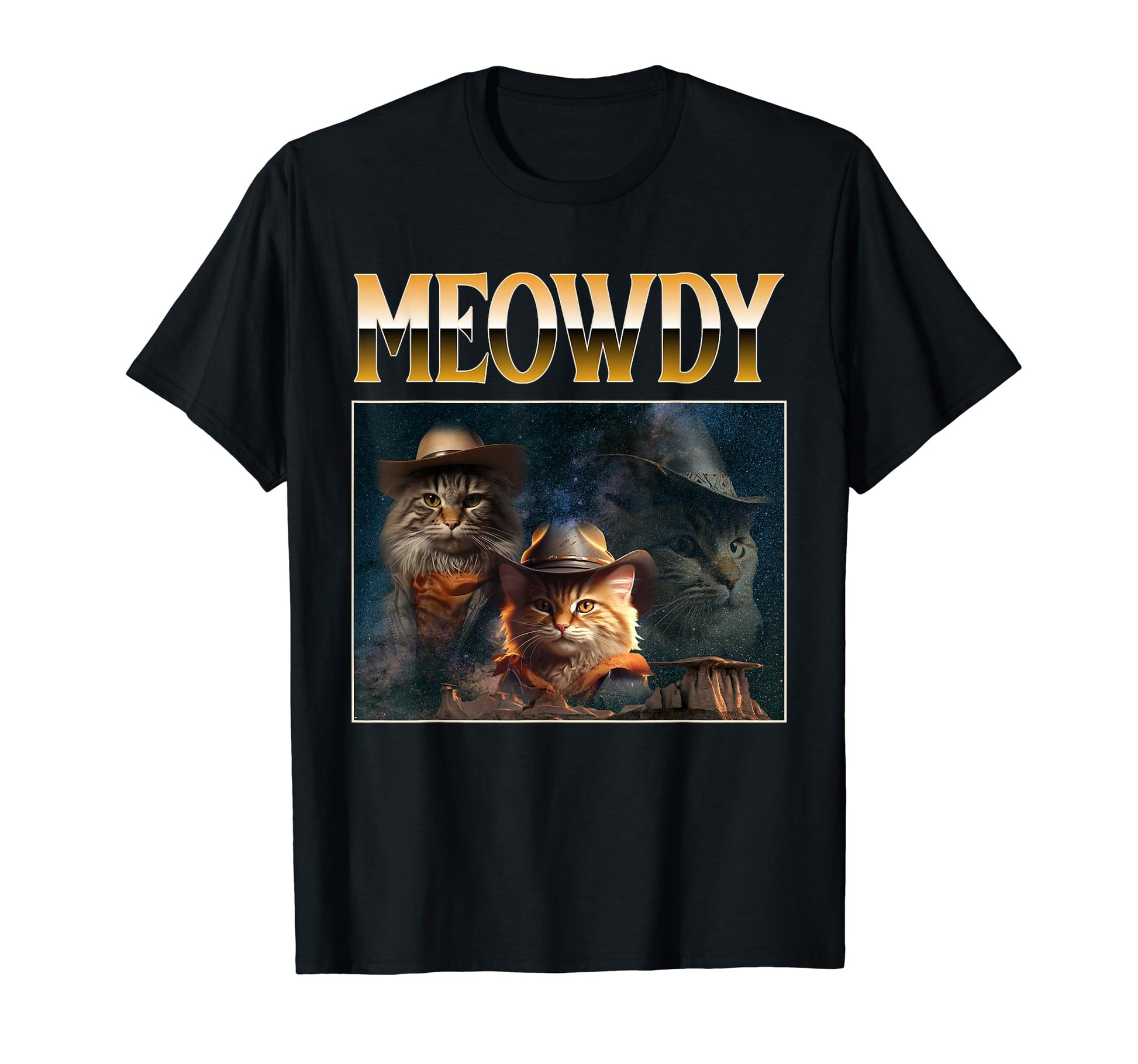 Meowdy Meme Funny Mashup Meow Howdy Cat T-Shirt - Minimalist Print Unisex - T-Shirt, Sweatshirt, Hoodie