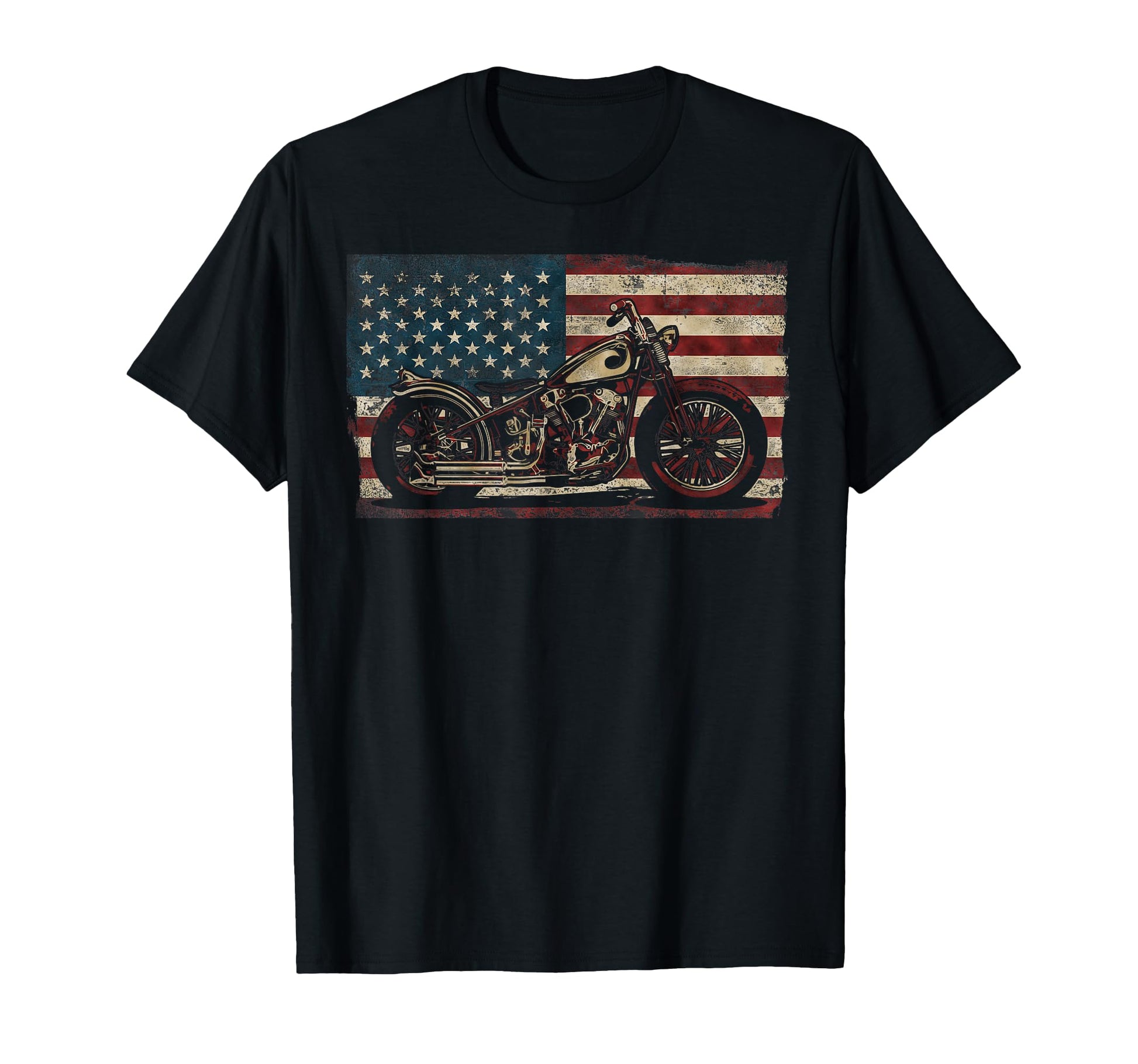 Motorcycle Biker American Flag T-Shirt - Minimalist Print Unisex - T-Shirt, Sweatshirt, Hoodie