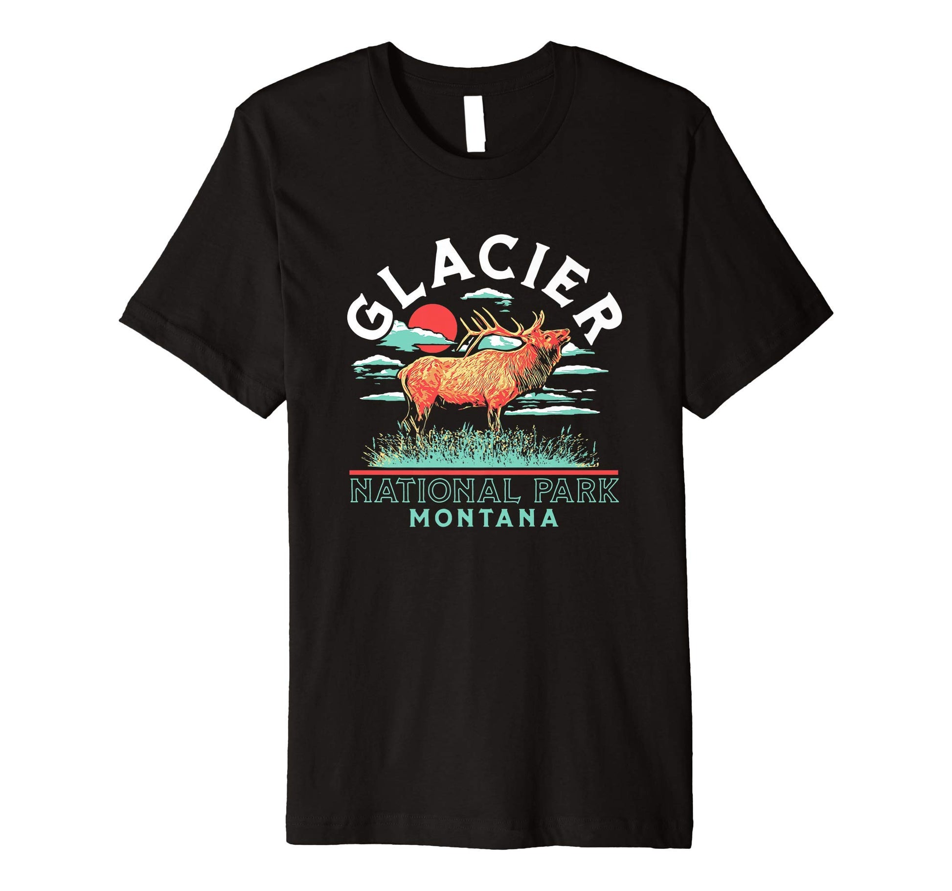 Bull Elk Glacier National Park T-Shirt - Trendy Graphic for Adults - T-Shirt, Sweatshirt, Hoodie