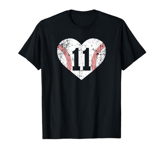 Baseball 11 Jersey Number T-Shirt - Trendy Graphic Men Women - T-Shirt, Sweatshirt, Hoodie