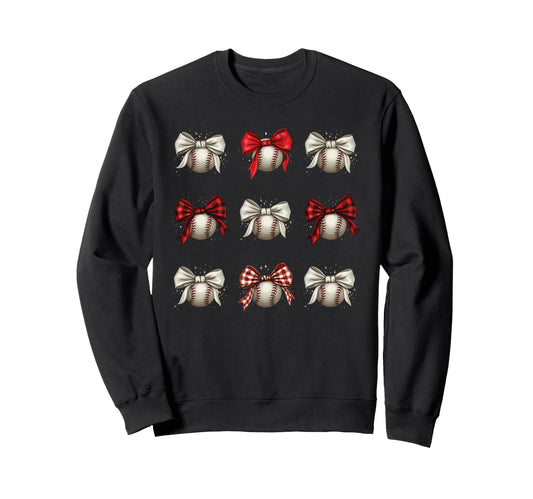 Baseball Coquette Bow Sweatshirt - Casual Everyday Wear for Adults - T-Shirt, Sweatshirt, Hoodie