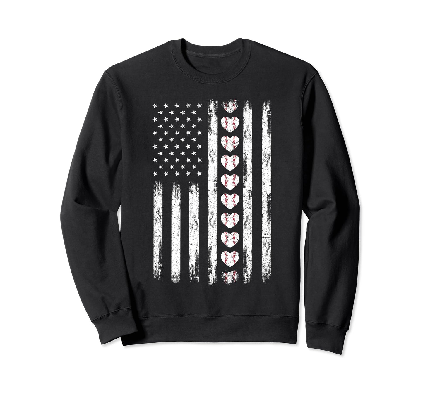 Distressed Baseball Us American Sweatshirt - Aesthetic Graphic for Adults - T-Shirt, Sweatshirt, Hoodie