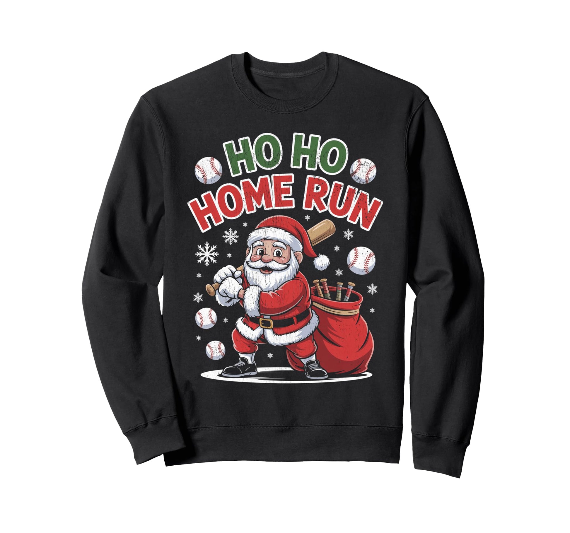 Ho Ho Home Run Funny Baseball Sweatshirt - Custom Art Print Men Women - T-Shirt, Sweatshirt, Hoodie