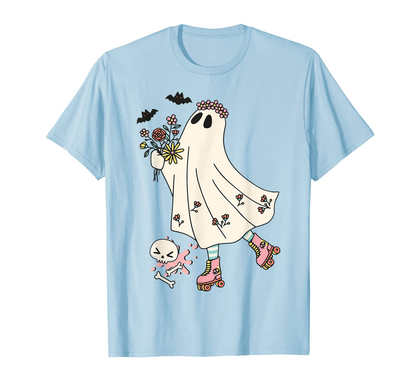 Roller Skate Spooky Creep It Real Ghost T-Shirt - Graphic Print Unisex - T-Shirt, Sweatshirt, Hoodie