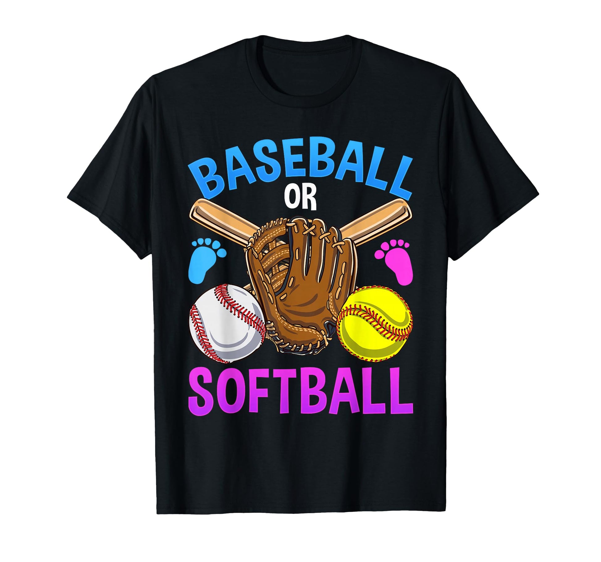 Baseball Or Softball Gender Reveal T-Shirt - Custom Art Print Men Women - T-Shirt, Sweatshirt, Hoodie