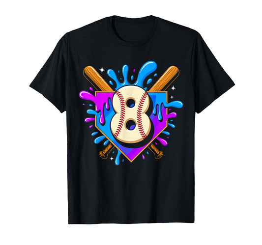 8Th Birthday Baseball 8 Years Ice Cream T-Shirt - Streetwear Style Unisex - T-Shirt, Sweatshirt, Hoodie