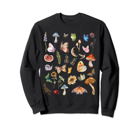 Aesthetic Cottagecore Mushroom Sweatshirt - Custom Art Print Men Women - T-Shirt, Sweatshirt, Hoodie