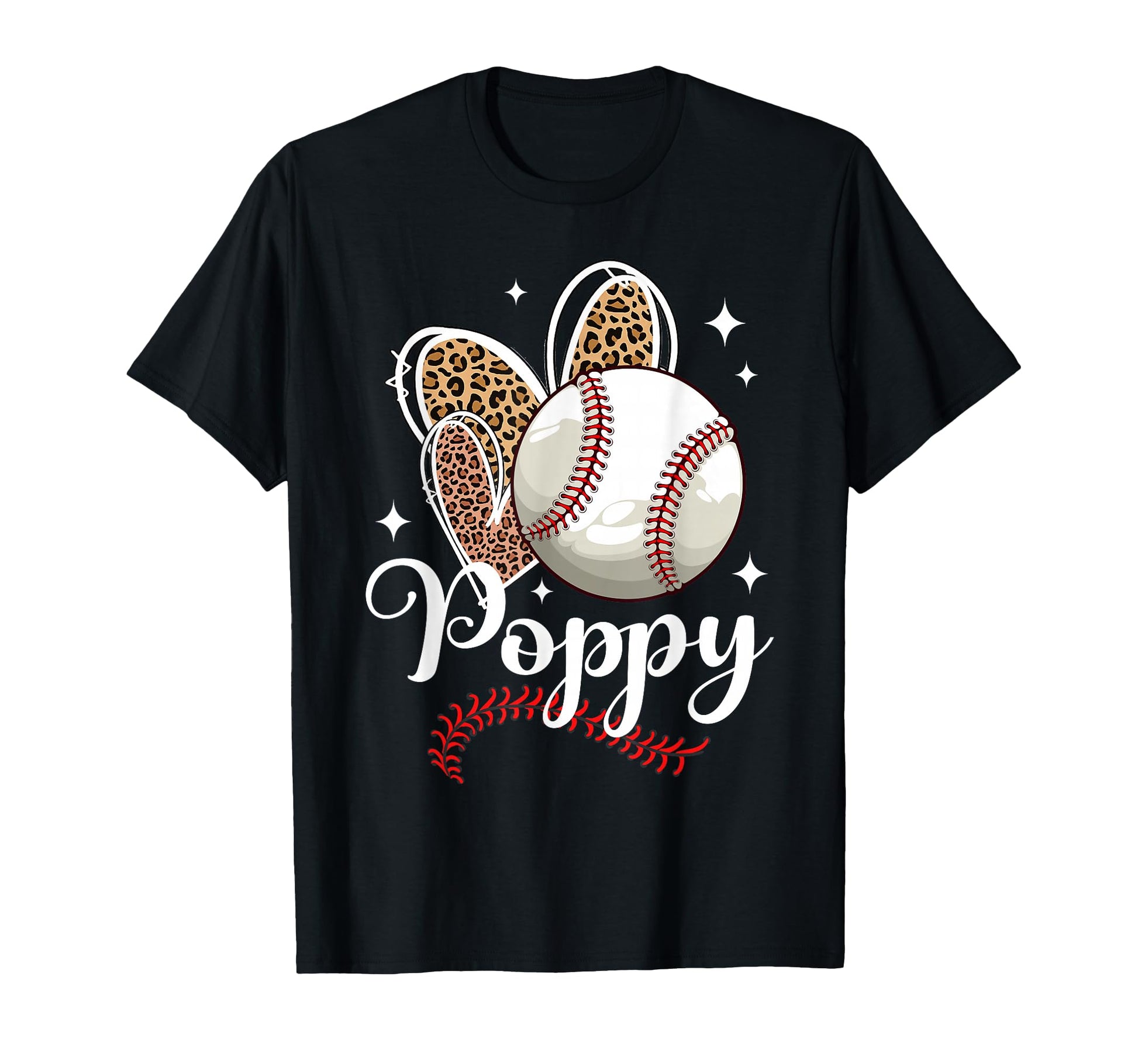 Baseball Poppy Funny Leopard Heart T-Shirt - Minimalist Print Men Women - T-Shirt, Sweatshirt, Hoodie