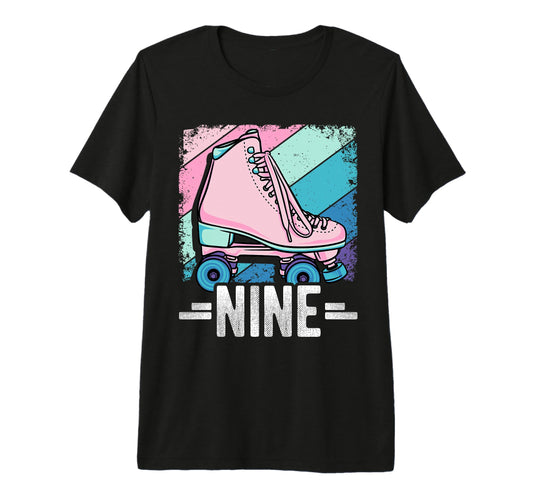 9Th Birthday Roller Skating Skater T-Shirt - Minimalist Print Men Women - T-Shirt, Sweatshirt, Hoodie