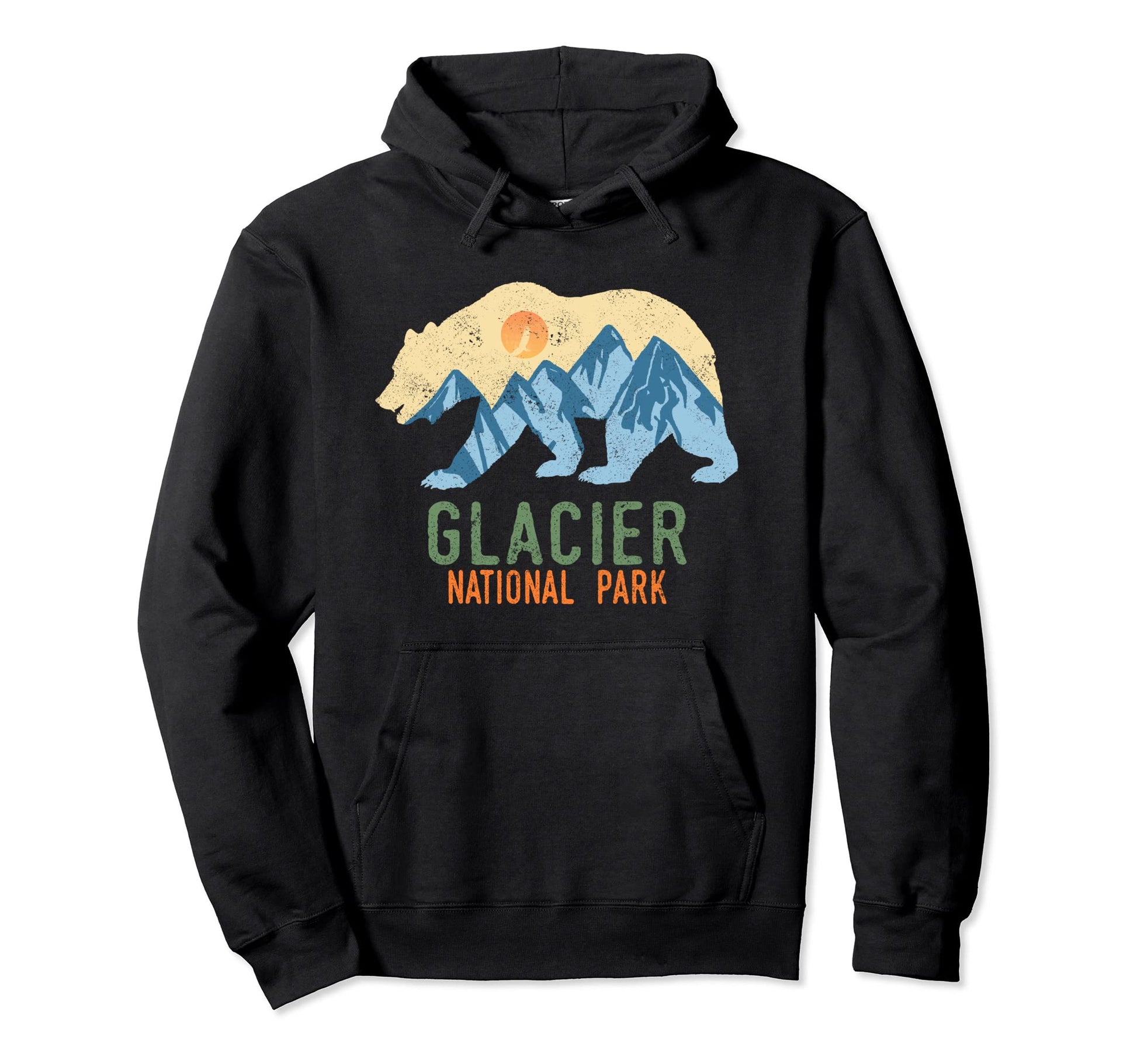 Glacier National Park Montana Bear Hoodie - Unique Graphic for Adults - T-Shirt, Sweatshirt, Hoodie