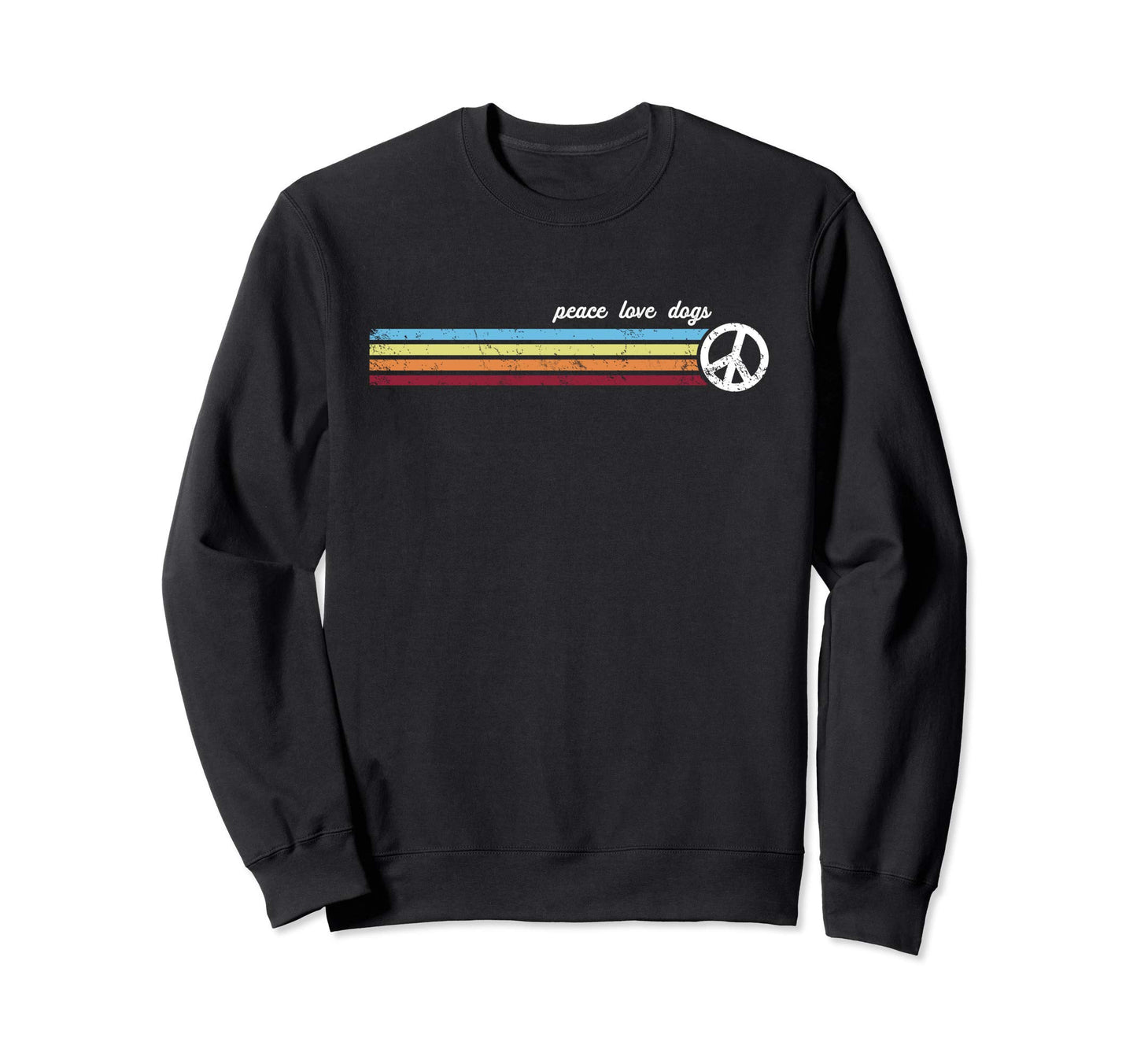 Stripes Peace Love Dogs Sweatshirt - Casual Everyday Wear for Adults - T-Shirt, Sweatshirt, Hoodie