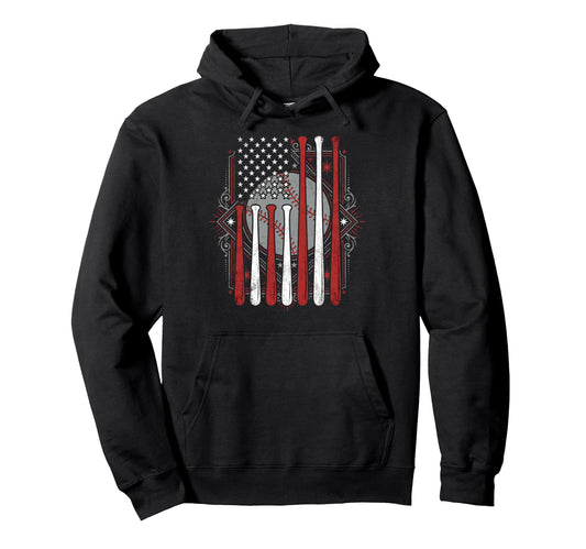 Baseball American Flag Proud Baseball Hoodie - Unique Graphic Men Women - T-Shirt, Sweatshirt, Hoodie