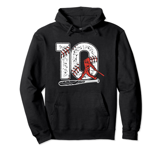 Baseball Birthday 10Th Birthday Party Hoodie - Trendy Graphic Unisex - T-Shirt, Sweatshirt, Hoodie