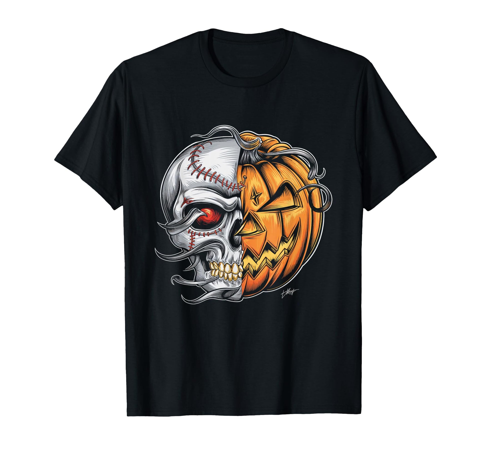 Baseball Pumpkin Skull Halloween Sport T-Shirt - Streetwear Style Unisex - T-Shirt, Sweatshirt, Hoodie