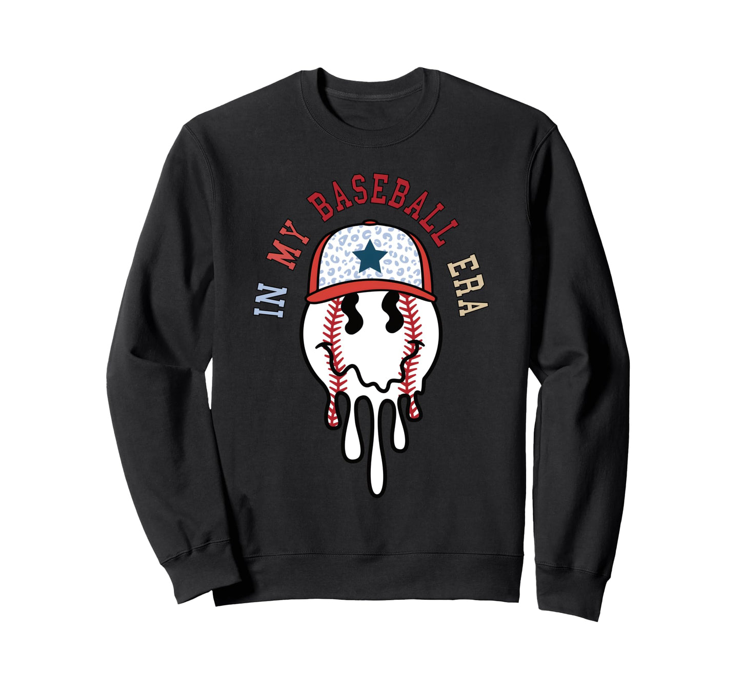 Baseball Melting Happy Face Sweatshirt - Streetwear Style for Adults - T-Shirt, Sweatshirt, Hoodie