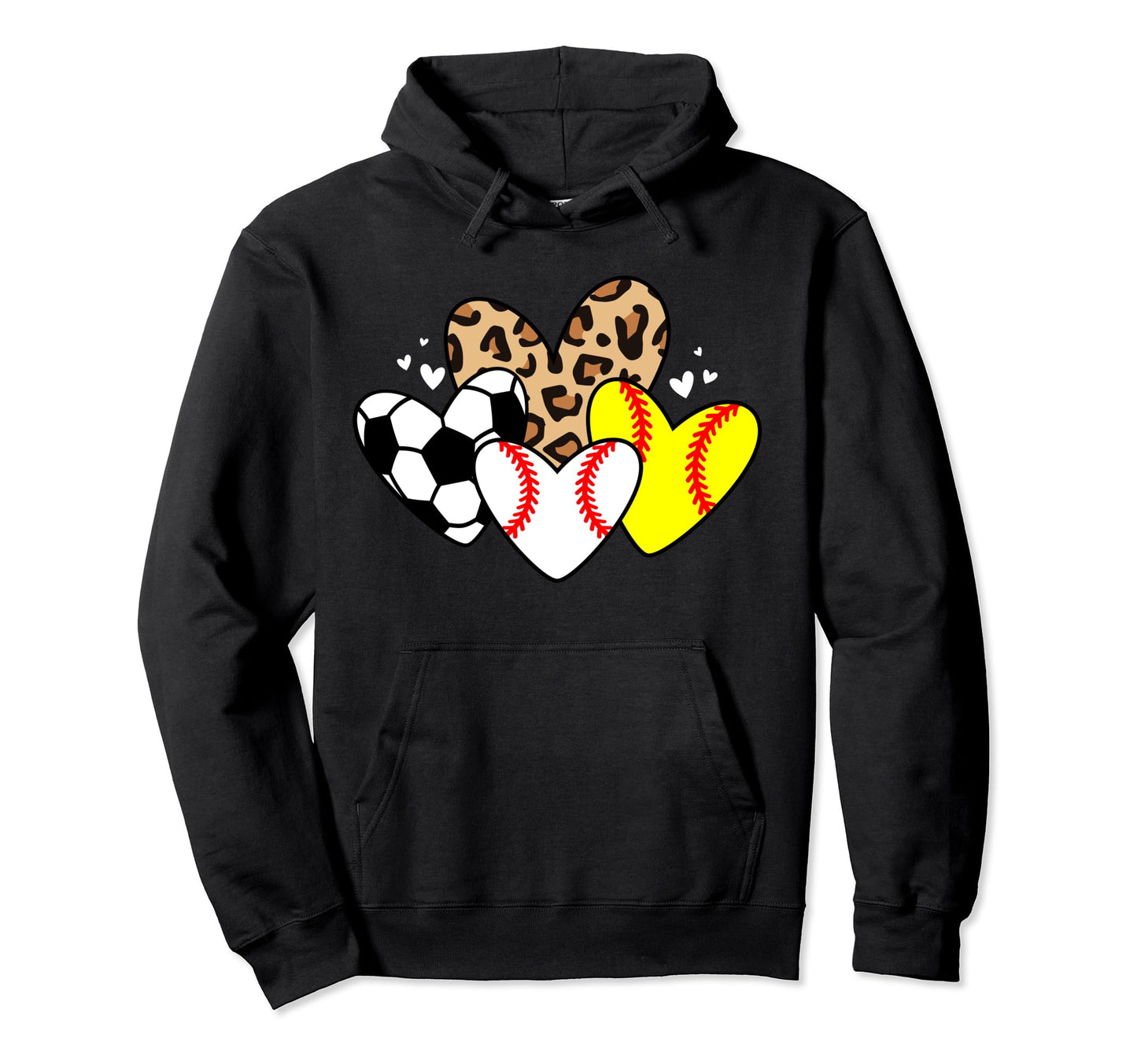Baseball Softball Soccer Heart Funny Hoodie - Custom Art Print for Adults - T-Shirt, Sweatshirt, Hoodie