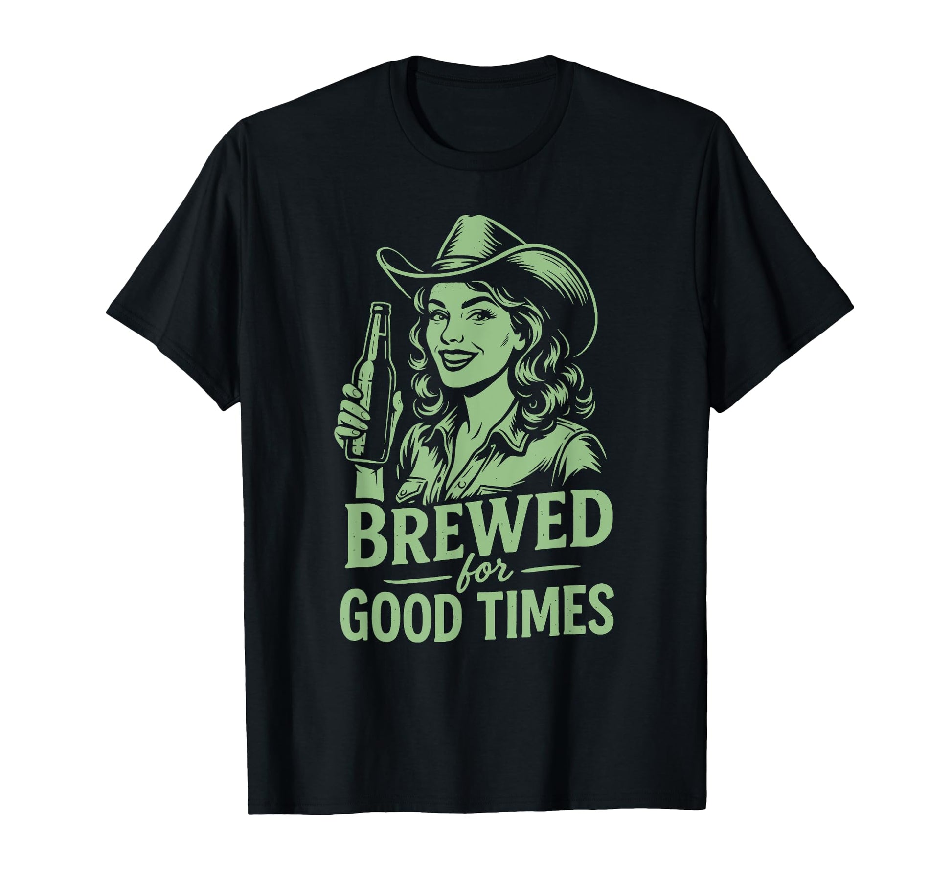 Brewed Good Times Beer Cowgirl T-Shirt - Aesthetic Graphic for Adults - T-Shirt, Sweatshirt, Hoodie
