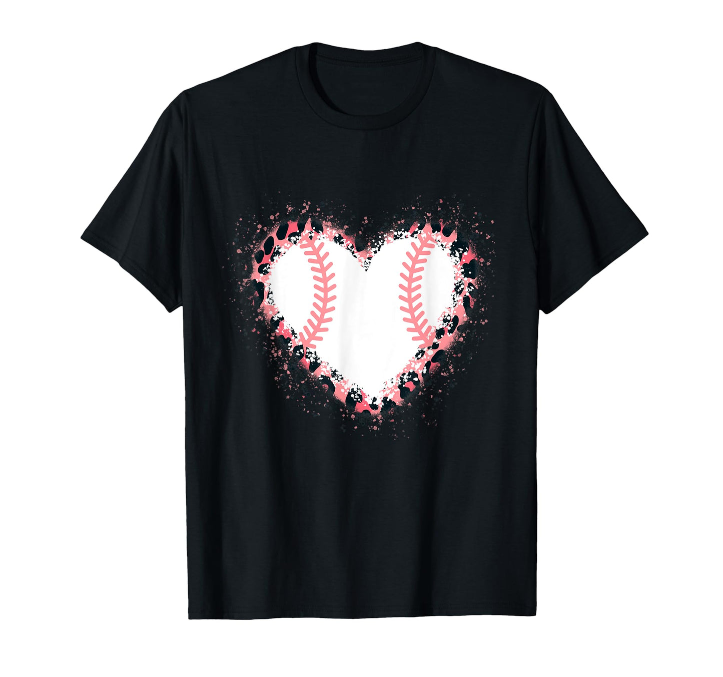 Funny Baseball Heart Baseball Leopard T-Shirt - Novelty Apparel for Adults - T-Shirt, Sweatshirt, Hoodie
