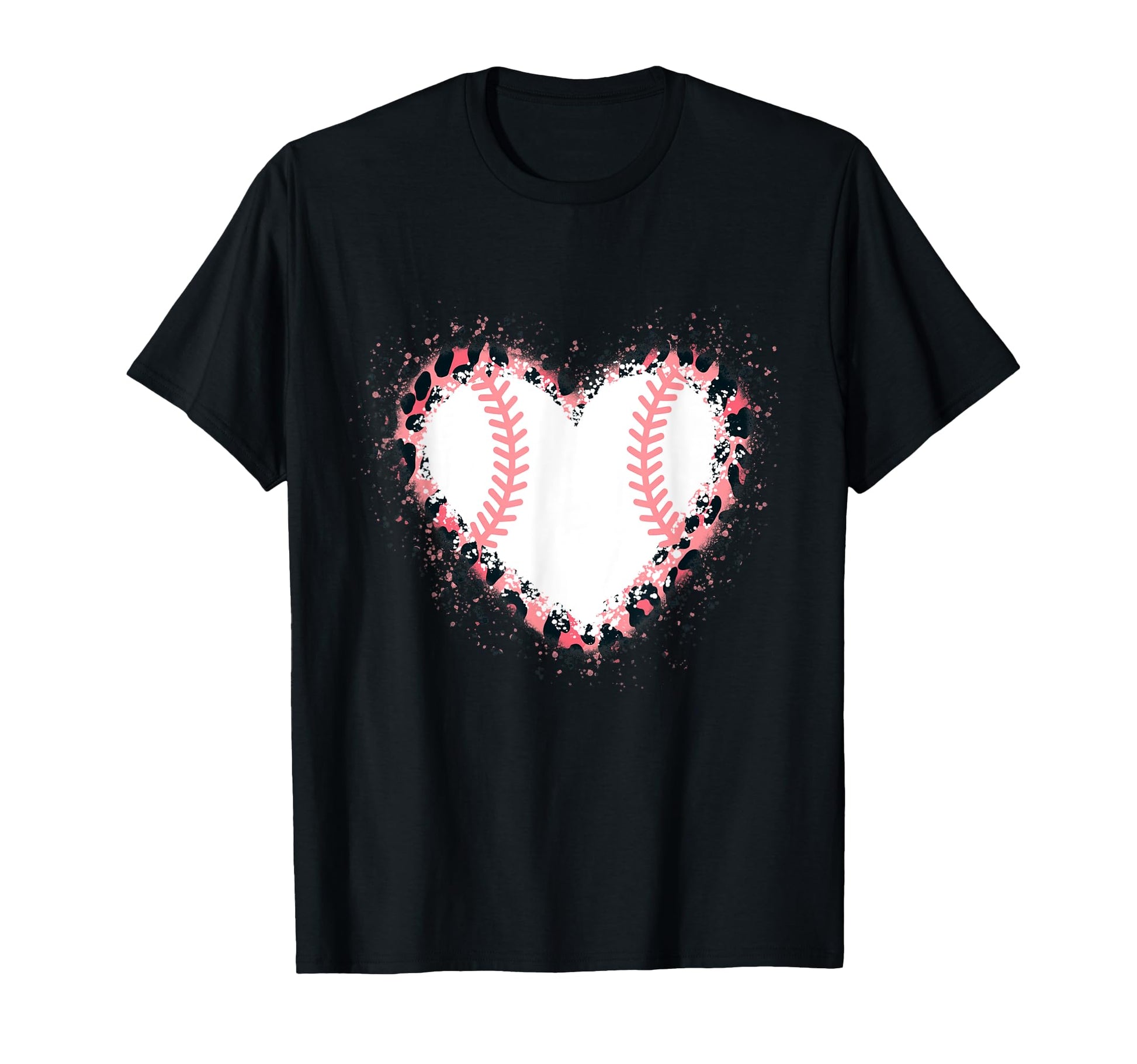 Funny Baseball Heart Baseball Leopard T-Shirt - Novelty Apparel for Adults - T-Shirt, Sweatshirt, Hoodie