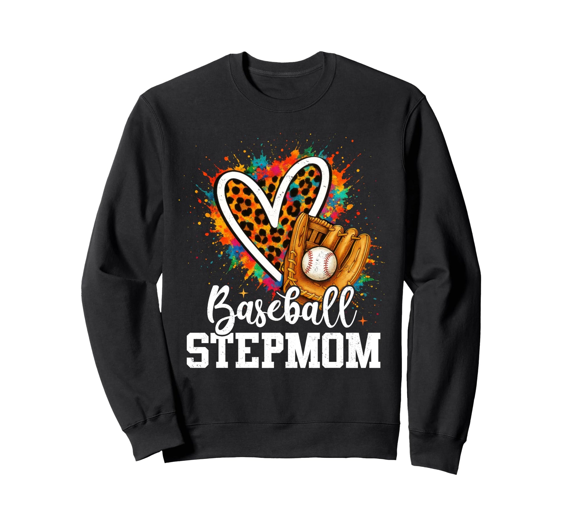 Baseball Stepmom Leopard Heart Sweatshirt - Custom Art Print for Adults - T-Shirt, Sweatshirt, Hoodie