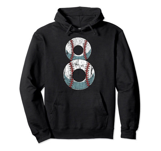 8Yo Baseball Softball Birthday Hoodie - Casual Everyday Wear for Adults - T-Shirt, Sweatshirt, Hoodie