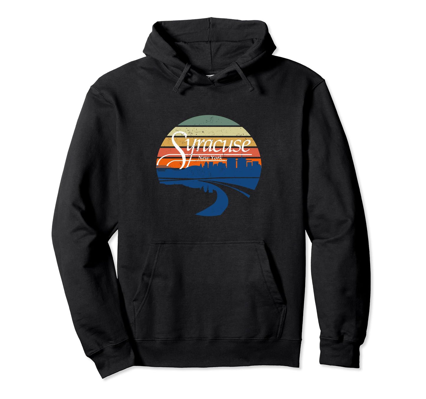 Syracuse Skyline 70S 80S Sunset Stripes Hoodie - Novelty Apparel Men Women - T-Shirt, Sweatshirt, Hoodie