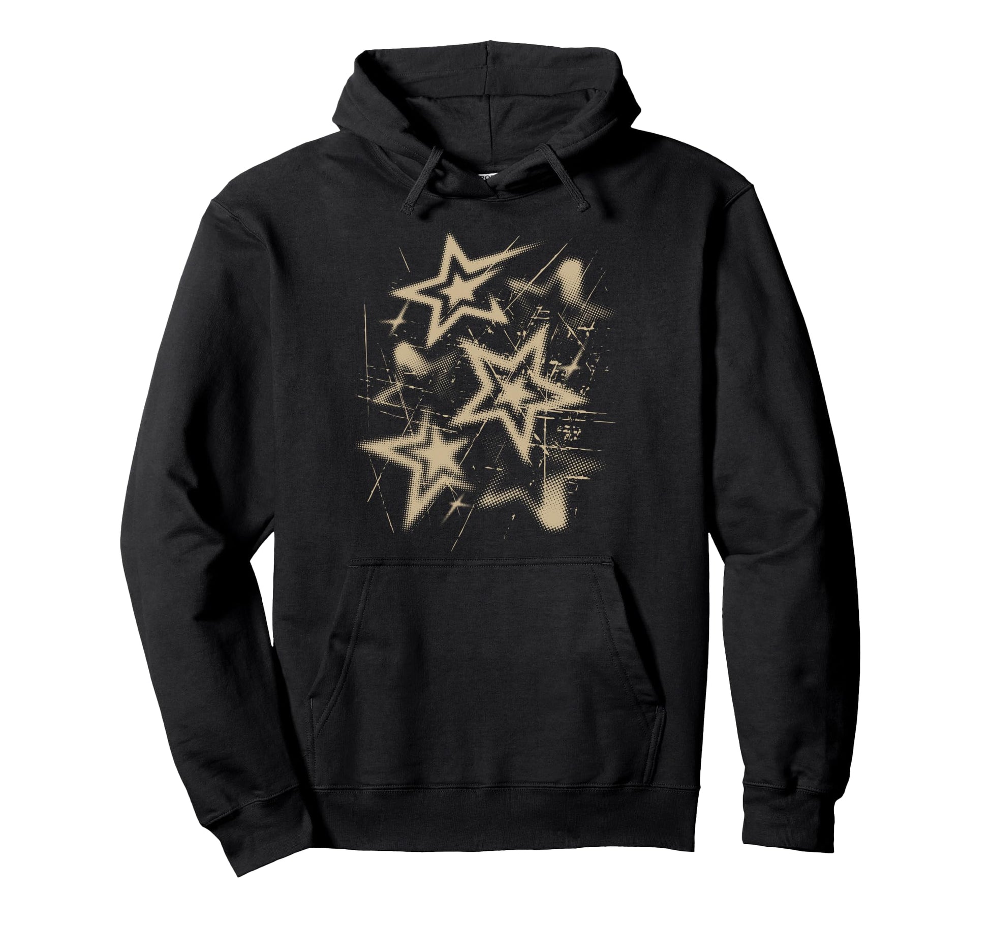Y2K Grunge Stars 2000S Beige Cyber Hoodie - Custom Art Print Unisex - T-Shirt, Sweatshirt, Hoodie