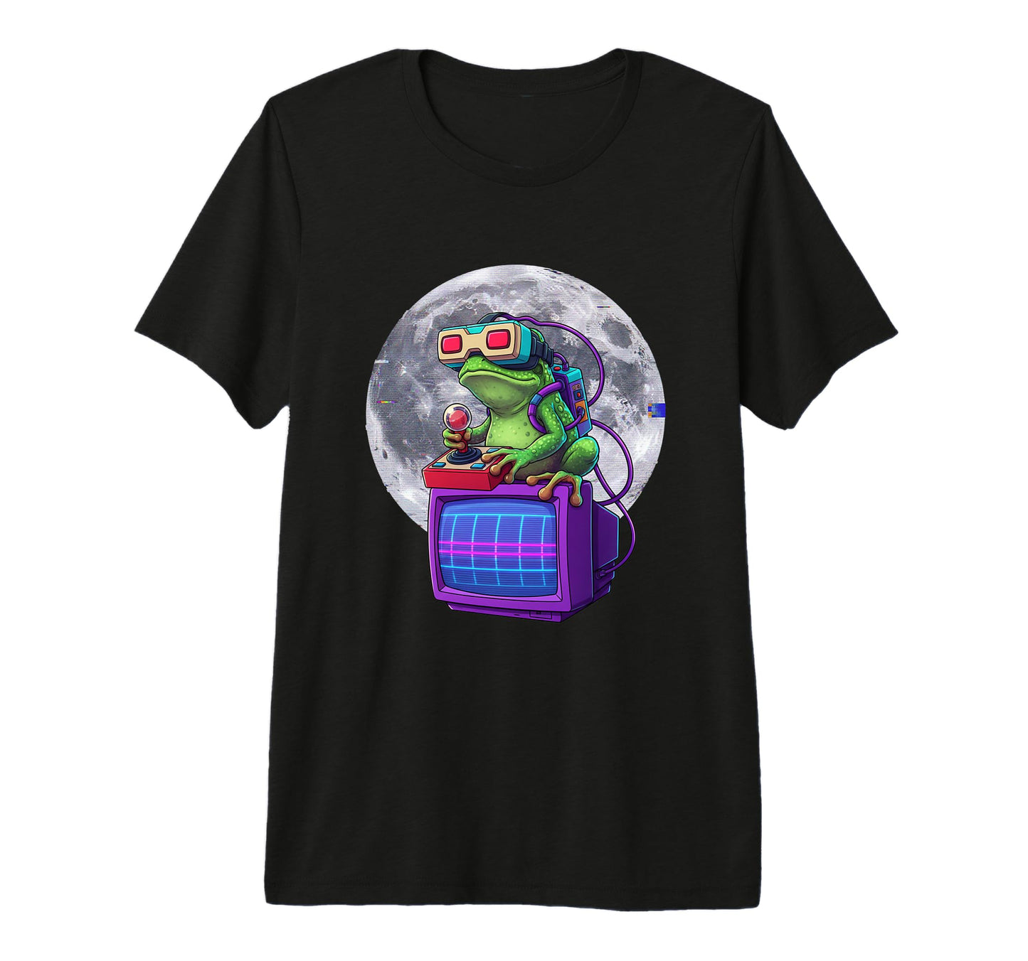 Vr Frog 80S Gamer Moon Aesthetic T-Shirt - Aesthetic Graphic for Adults - T-Shirt, Sweatshirt, Hoodie