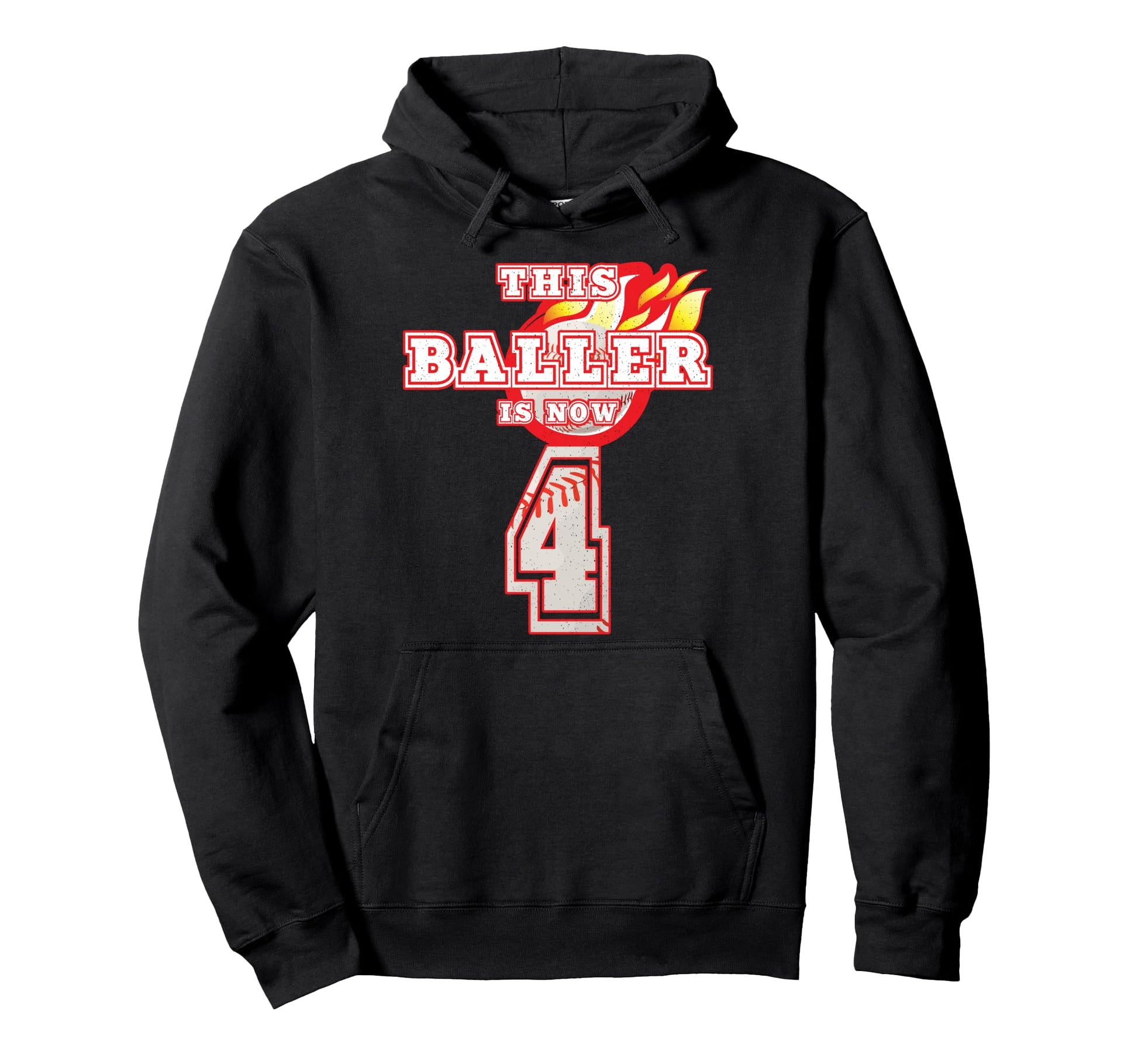 This Baller Is Now 4 Baseball 4Th Hoodie - Minimalist Print for Adults - T-Shirt, Sweatshirt, Hoodie