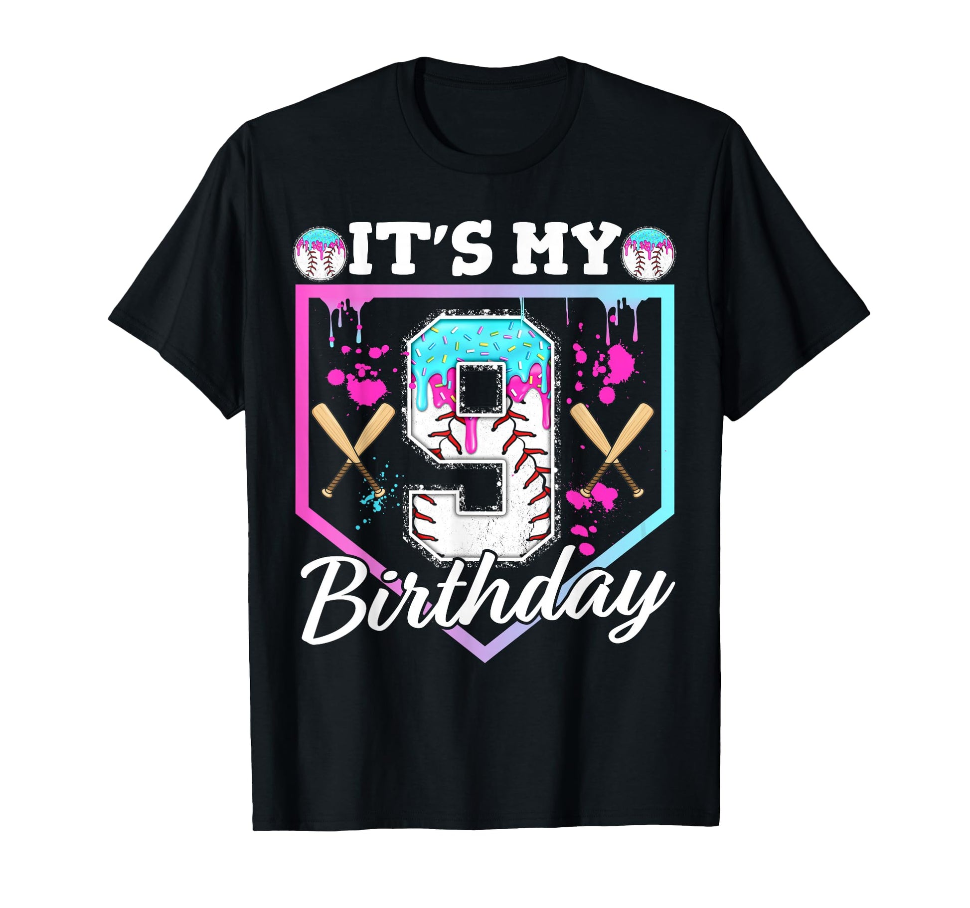 Baseball Drip 9 Year Old Ice Cream 9Th T-Shirt - Fun Novelty Design Unisex - T-Shirt, Sweatshirt, Hoodie