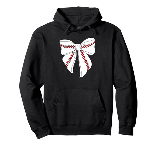 Baseball Coquette Bow Baseball Mom Hoodie - Casual Everyday Wear Unisex - T-Shirt, Sweatshirt, Hoodie