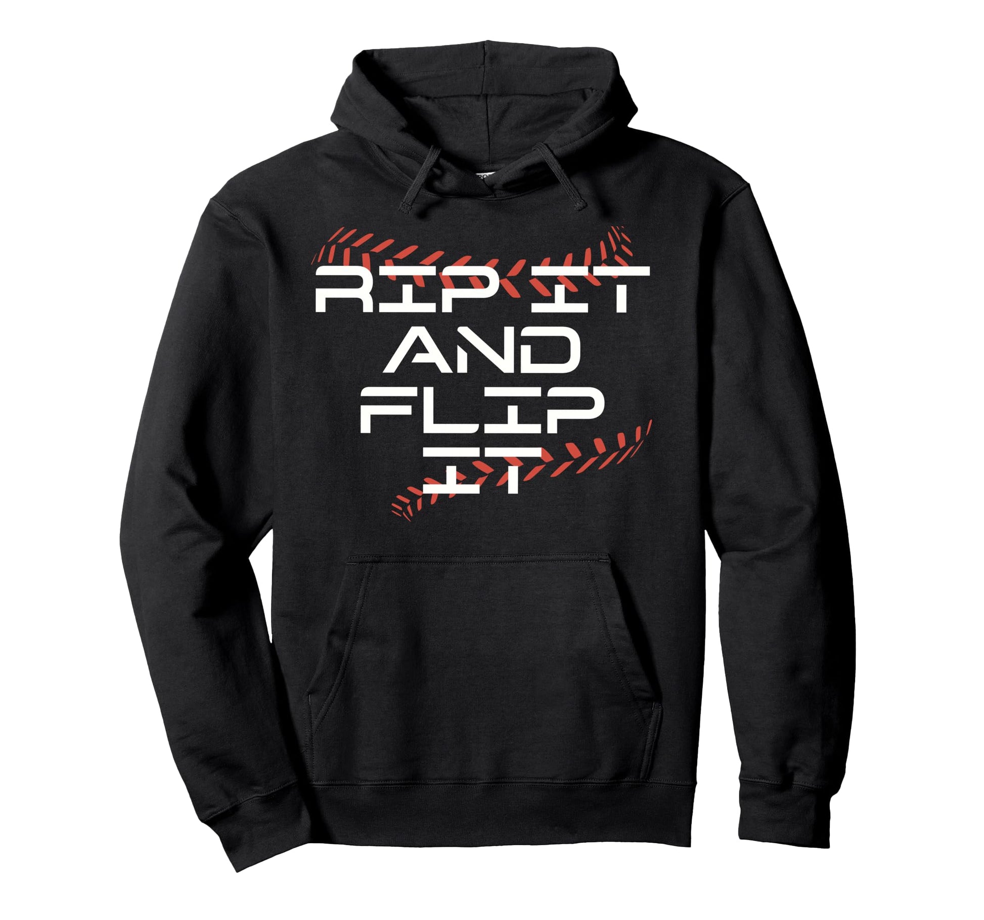 Funny Baseball Home Run Rip It And Flip Hoodie - Trendy Graphic Unisex - T-Shirt, Sweatshirt, Hoodie