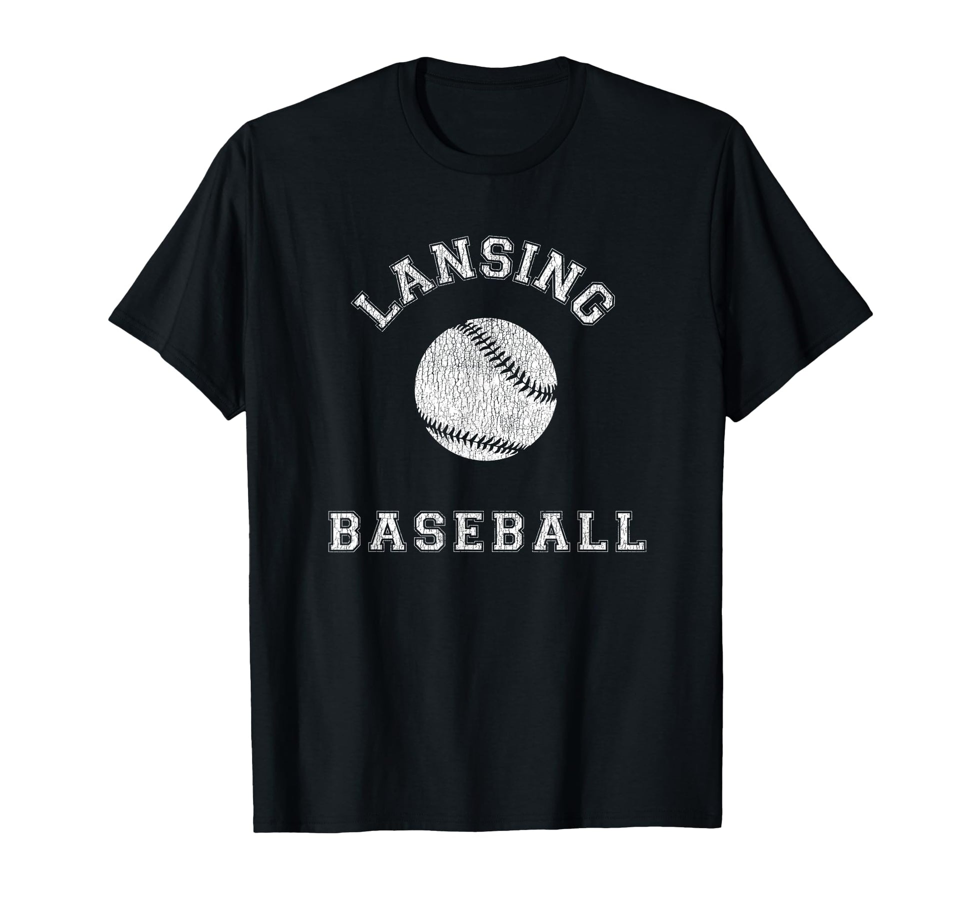 Lansing Baseball Distressed T-Shirt - Trendy Graphic for Adults - T-Shirt, Sweatshirt, Hoodie