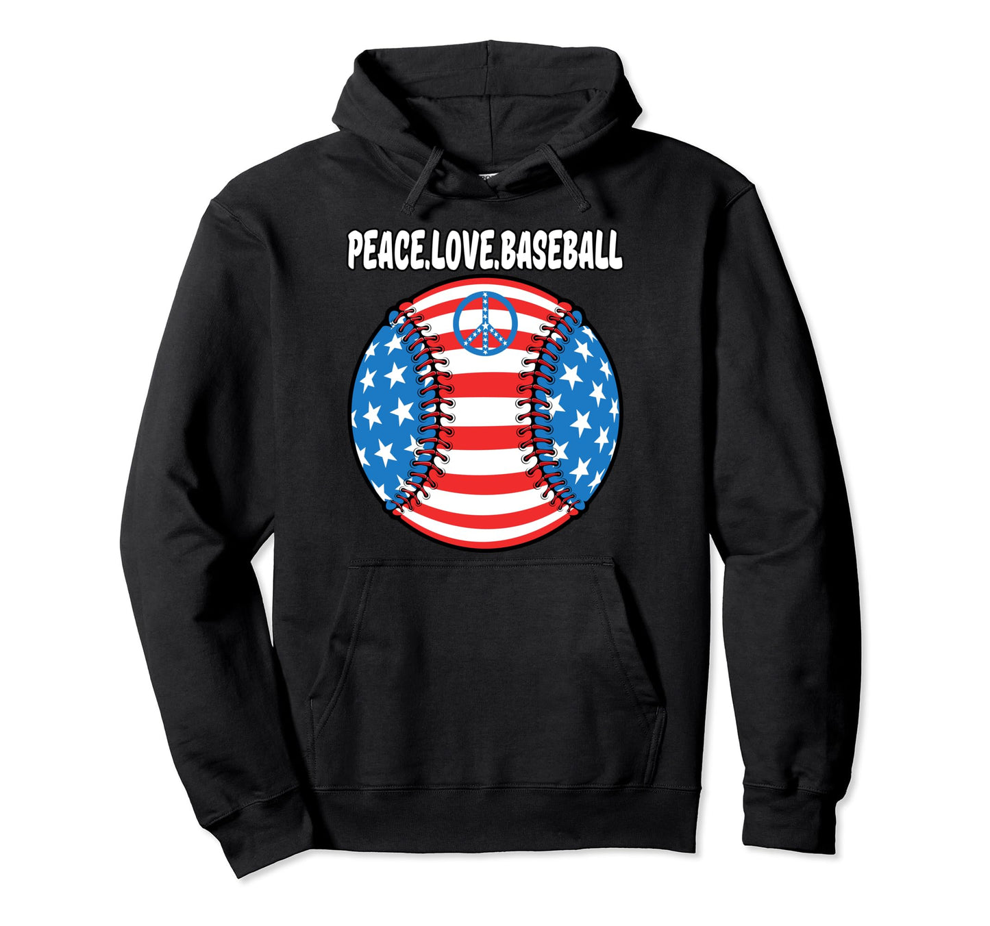 Usa Flag Baseball Peace Love Baseball Hoodie - Novelty Apparel Unisex - T-Shirt, Sweatshirt, Hoodie