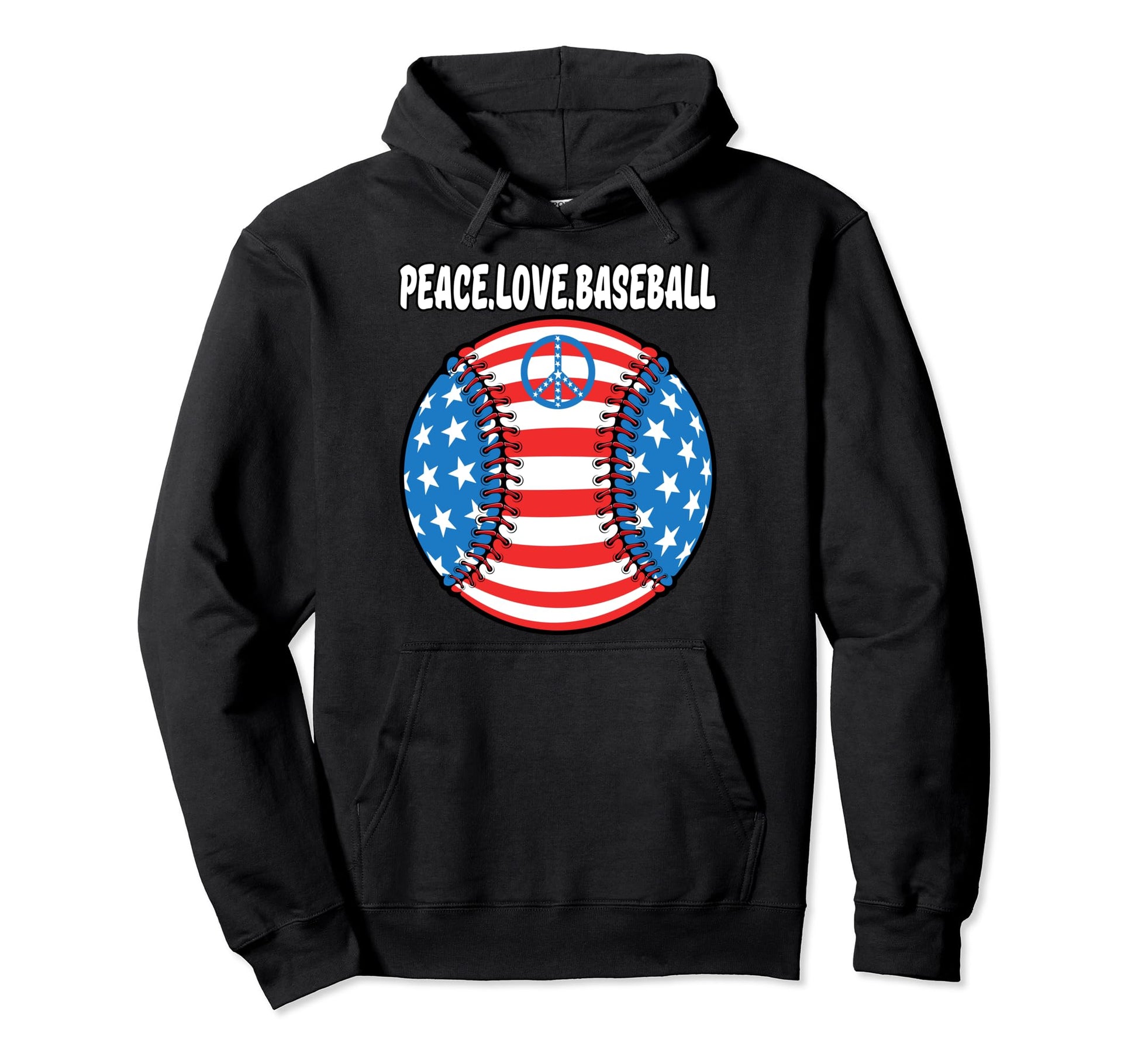 Usa Flag Baseball Peace Love Baseball Hoodie - Novelty Apparel Unisex - T-Shirt, Sweatshirt, Hoodie