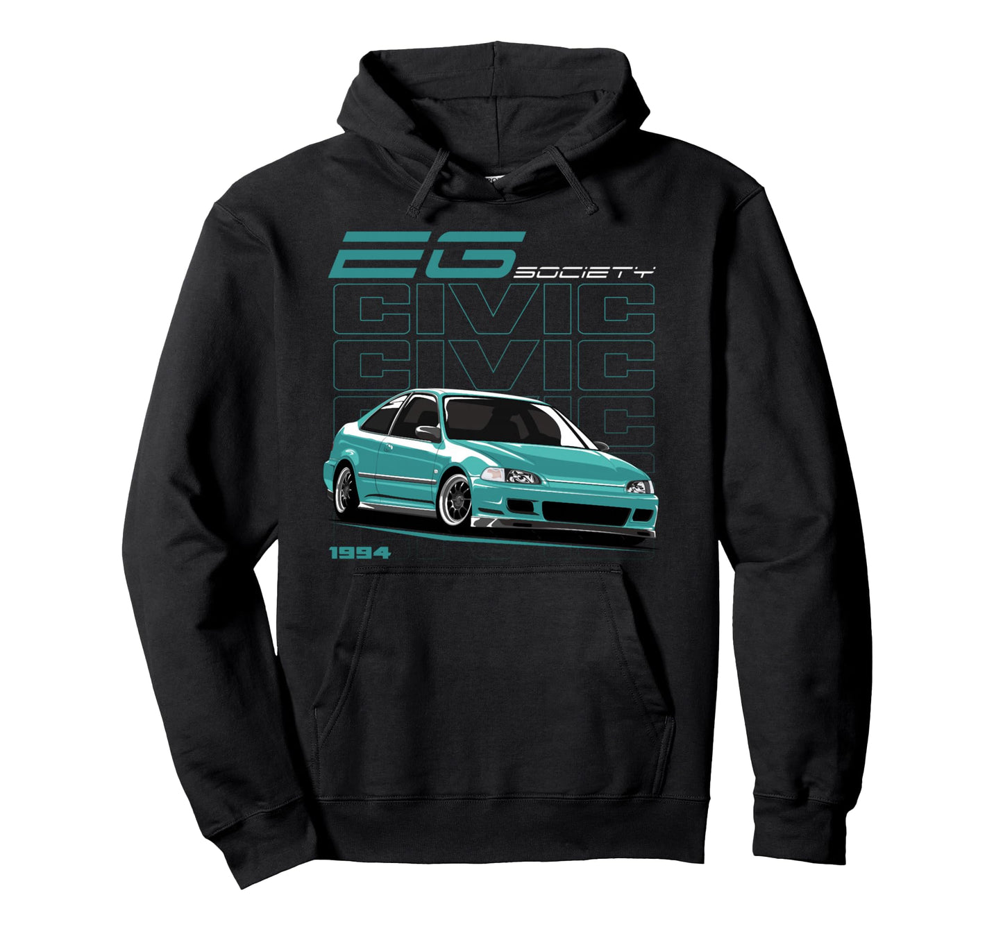 Click More Civic Cars Womens Fit Black Hoodie - Novelty Apparel for Adults - T-Shirt, Sweatshirt, Hoodie