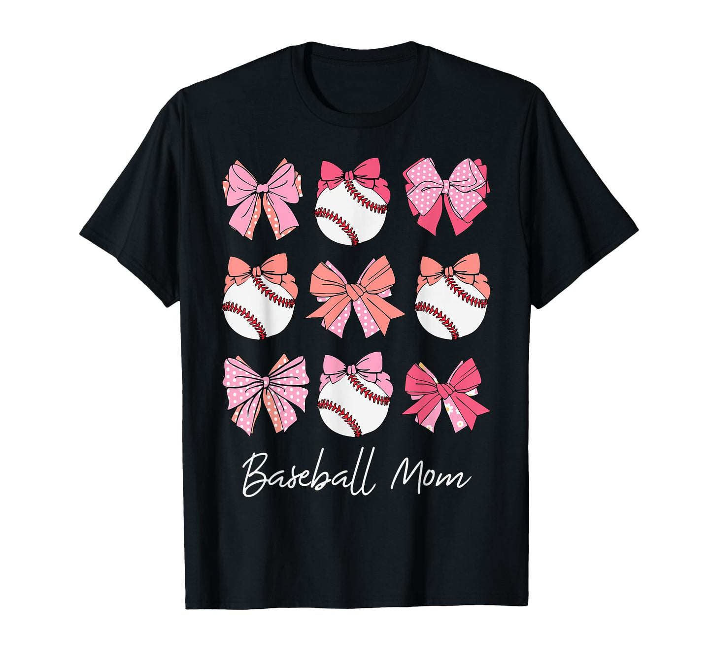 Baseball Mom Coquette Bow Baseball T-Shirt - Aesthetic Graphic Men Women - T-Shirt, Sweatshirt, Hoodie