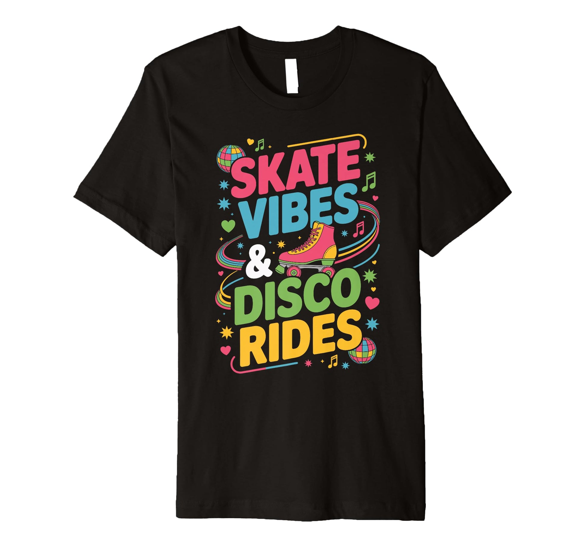 Skate Vibes Disco Rides Colorful T-Shirt - Custom Art Print for Adults - T-Shirt, Sweatshirt, Hoodie