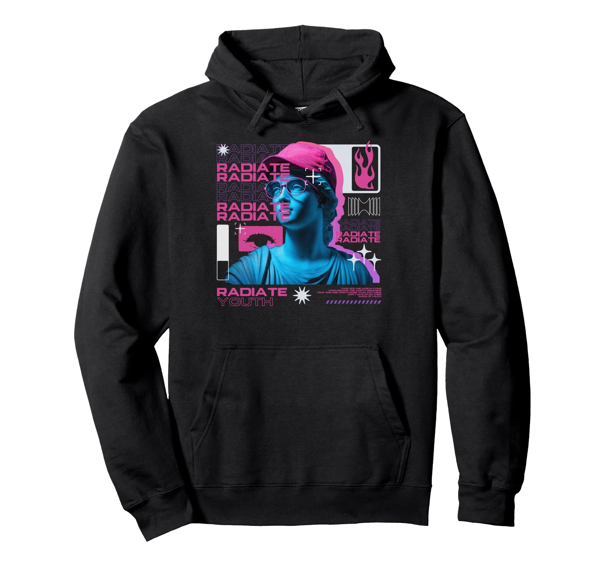 Y2K Radiate Bold Urban Graffiti Hoodie - Trendy Graphic for Adults - T-Shirt, Sweatshirt, Hoodie