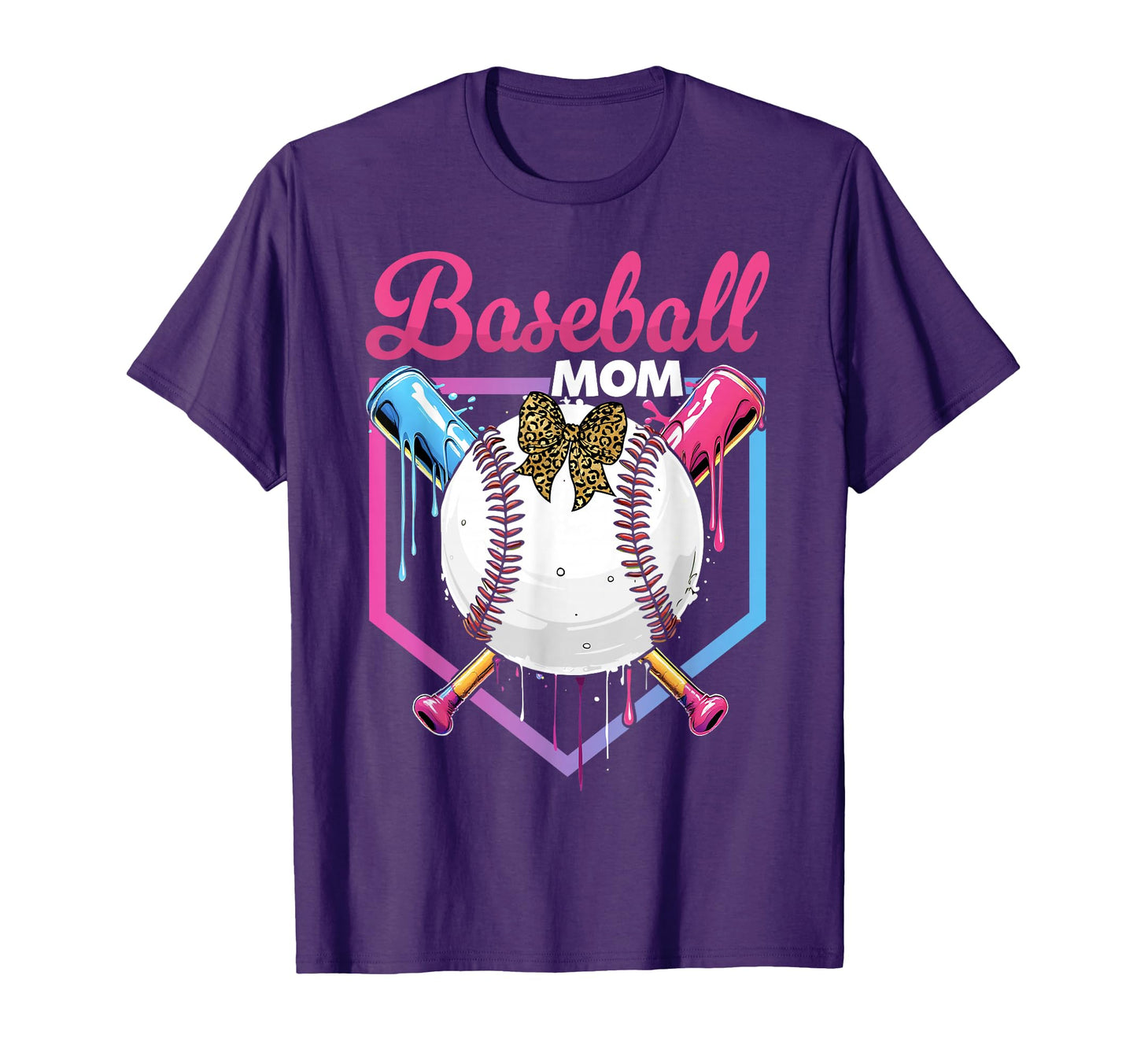 Baseball Drip Mom Bow Baseball Mothers T-Shirt - Custom Art Print Unisex - T-Shirt, Sweatshirt, Hoodie