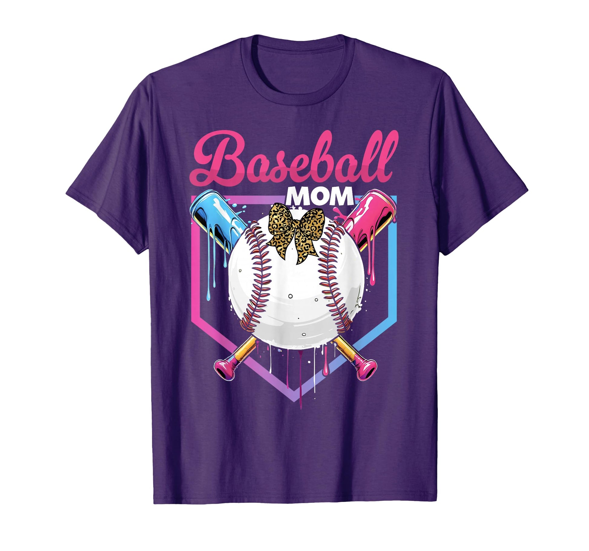 Baseball Drip Mom Bow Baseball Mothers T-Shirt - Custom Art Print Unisex - T-Shirt, Sweatshirt, Hoodie