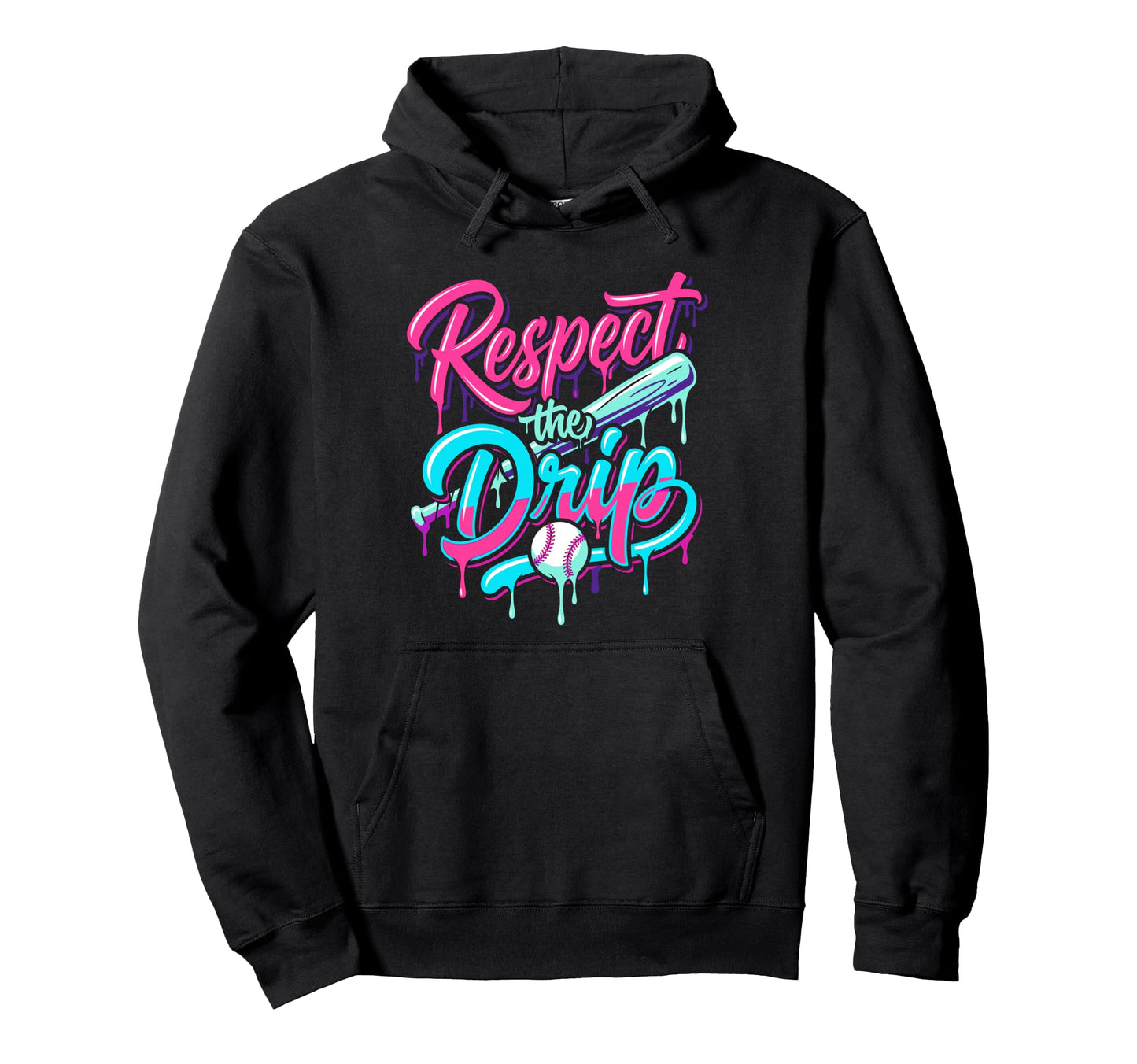Baseball Respect Drip Ice Drip Bat Hoodie - Minimalist Print Men Women - T-Shirt, Sweatshirt, Hoodie