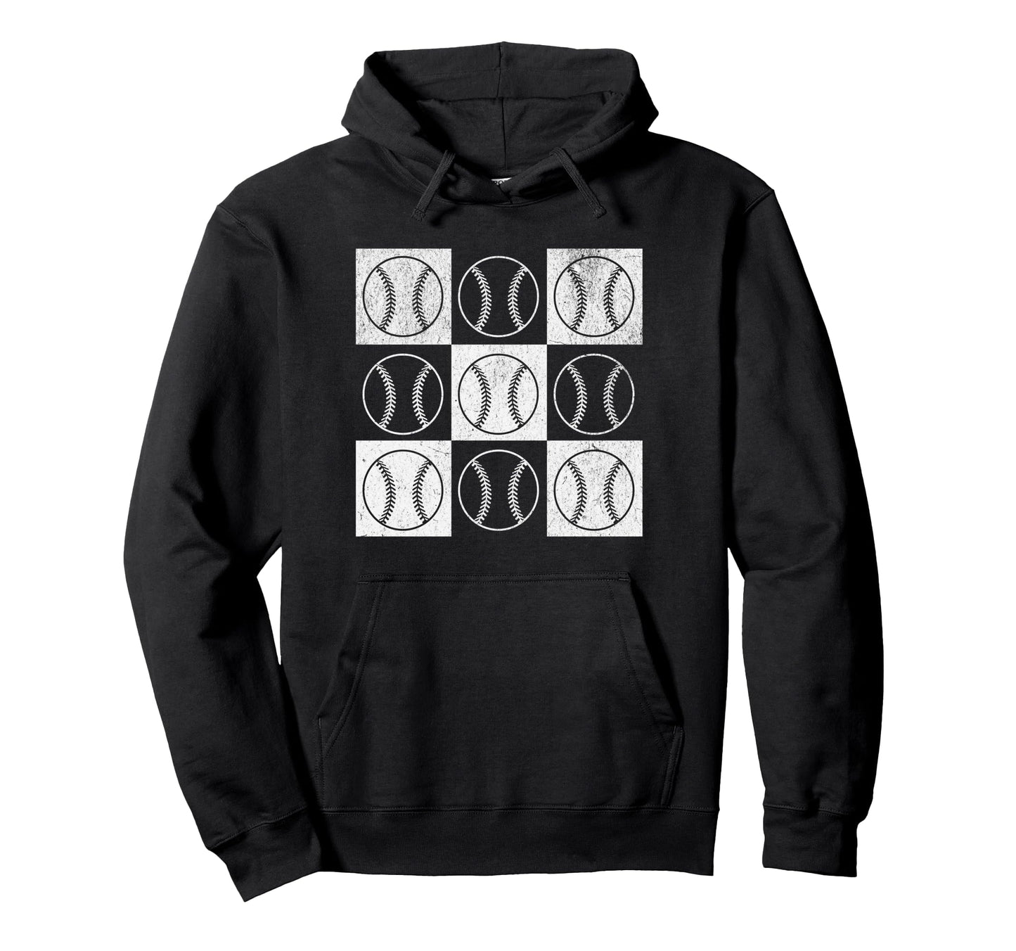 Checkered Baseball Softball Hoodie - Streetwear Style Men Women - T-Shirt, Sweatshirt, Hoodie