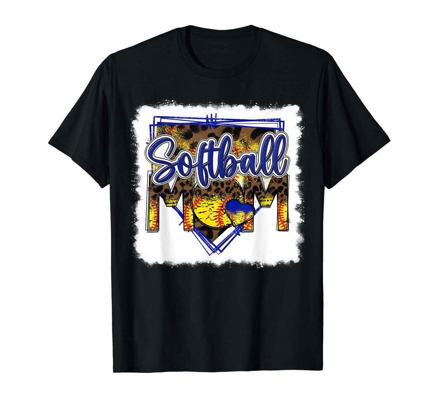Bleached Softball Mom Leopard Funny T-Shirt - Minimalist Print for Adults - T-Shirt, Sweatshirt, Hoodie
