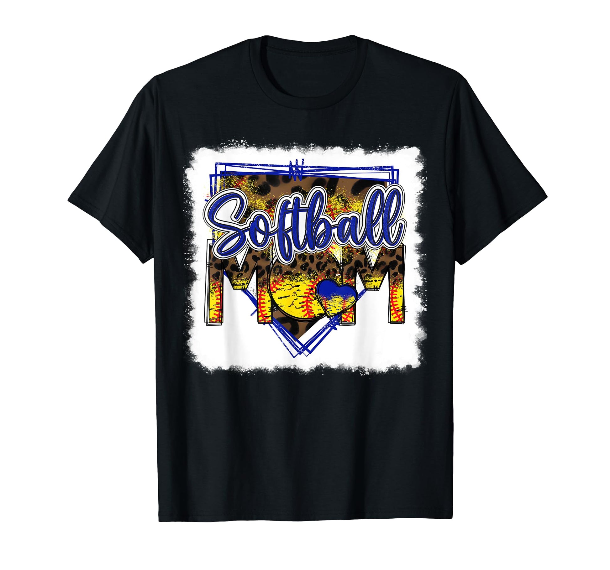 Bleached Softball Mom Leopard Funny T-Shirt - Minimalist Print for Adults - T-Shirt, Sweatshirt, Hoodie