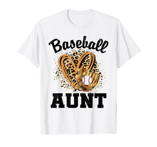 Baseball Aunt Leopard Heart T-Shirt - Aesthetic Graphic for Adults - T-Shirt, Sweatshirt, Hoodie