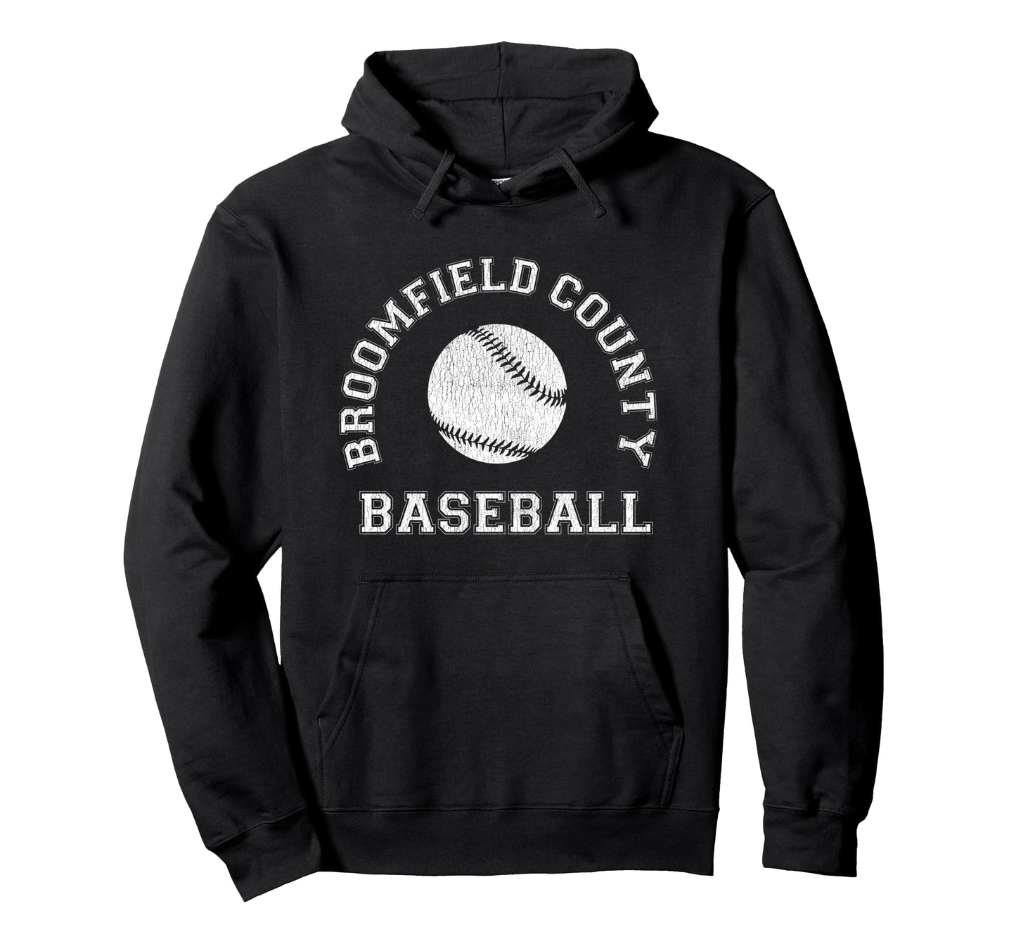 Broomfield County Baseball Distressed Hoodie - Trendy Graphic for Adults - T-Shirt, Sweatshirt, Hoodie