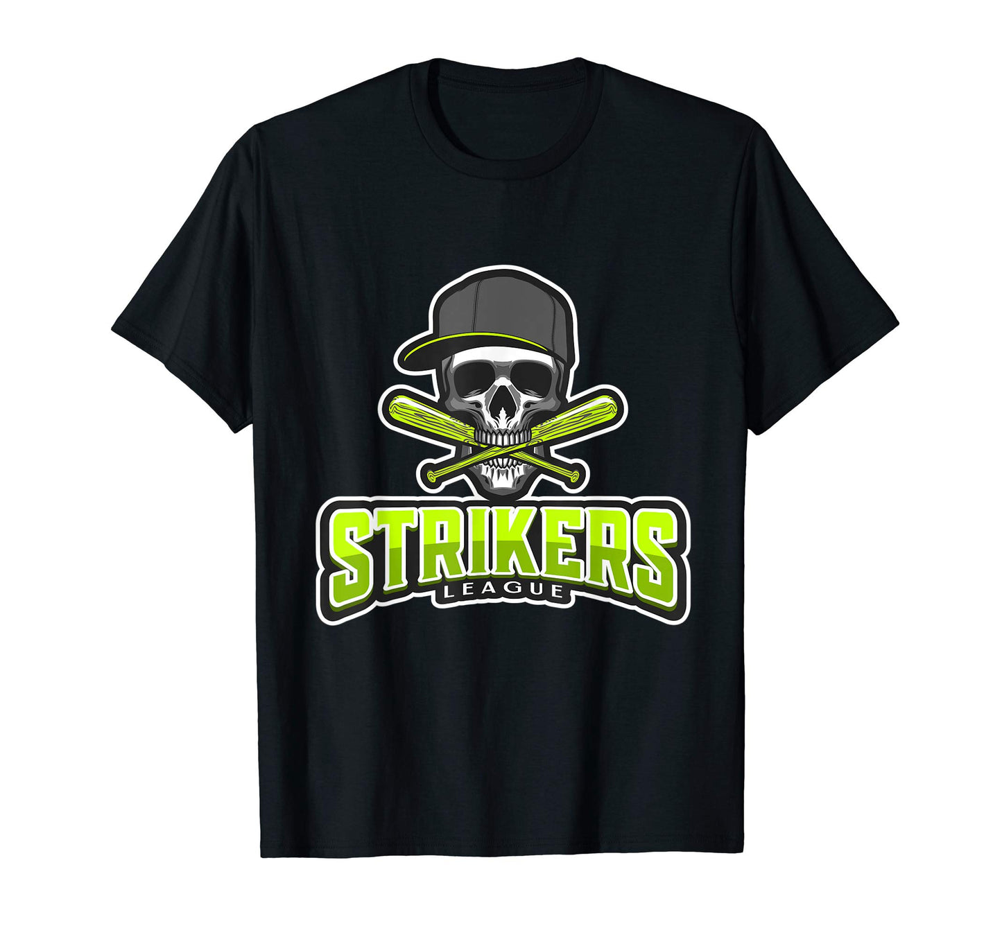 Strikers Baseball League Player Skull T-Shirt - Novelty Apparel Unisex - T-Shirt, Sweatshirt, Hoodie