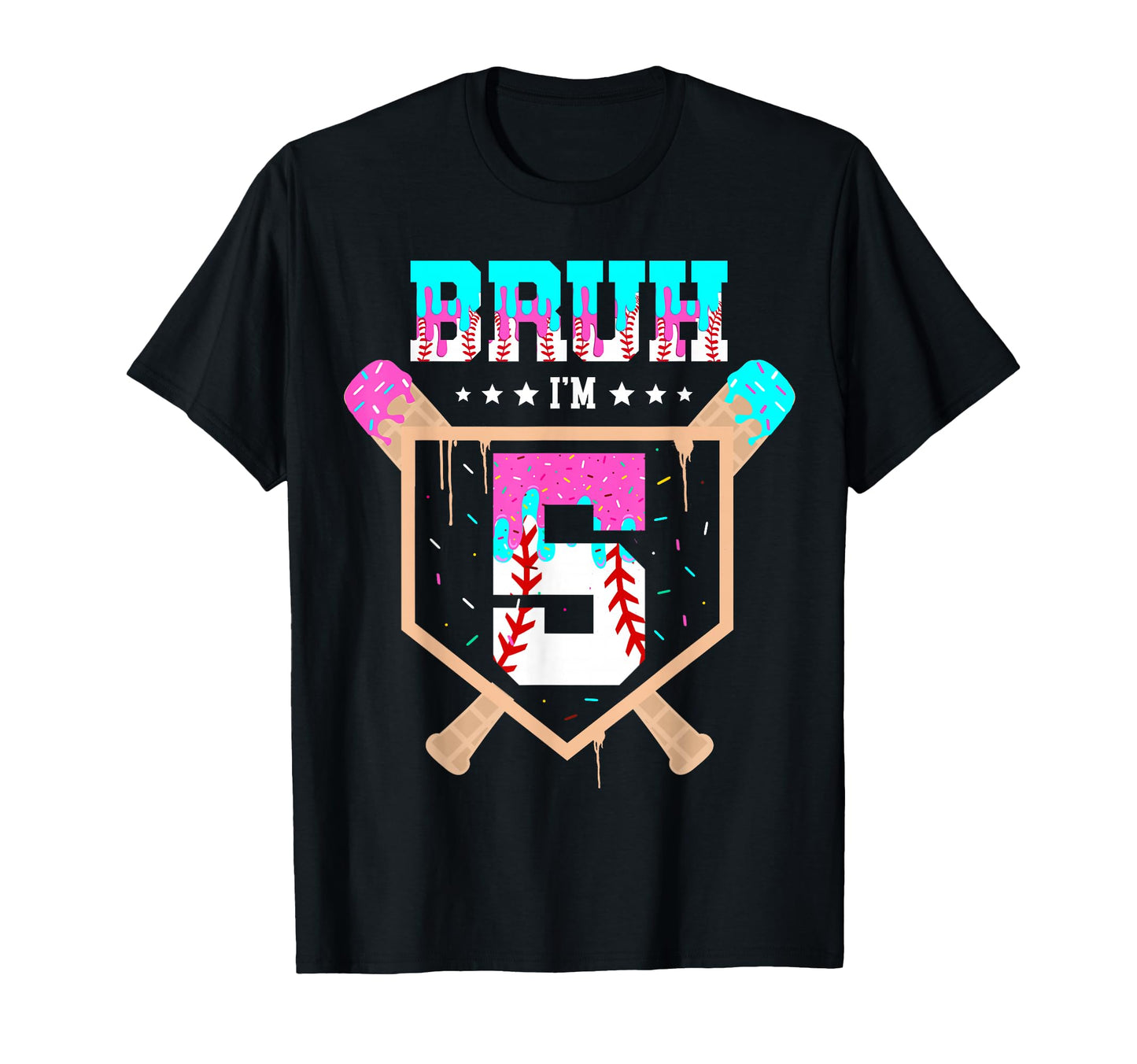 Baseball 5 Year Old Ice Cream Drip 5Th T-Shirt - Unique Graphic Unisex - T-Shirt, Sweatshirt, Hoodie